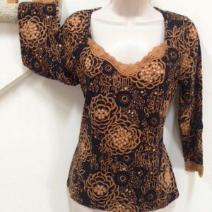 i.e. TOP, Size M, 95% Rayon, 5% Spandex